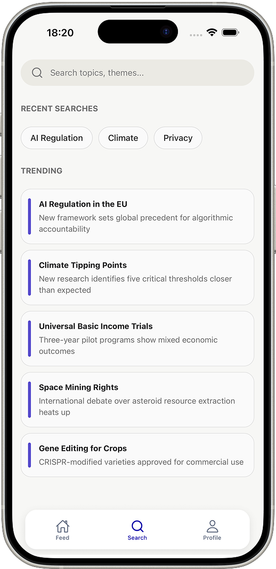 Explore & Search screen